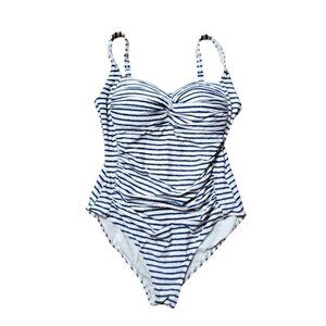 Nip Tuck Swim Coastal Stripe Nautical Summer Tummy Control One Piece Swimsuit 10
